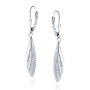 Cercei argint lungi cu pietre si tortite DiAmanti Z1955DR_W-DIA (Argint 925‰ 2,9 g.)